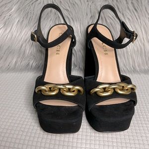 Coach Black suede Nicolette sandals box included